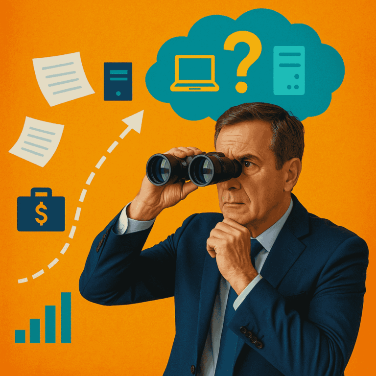 Business man trying to make sense of hit IT budget items.